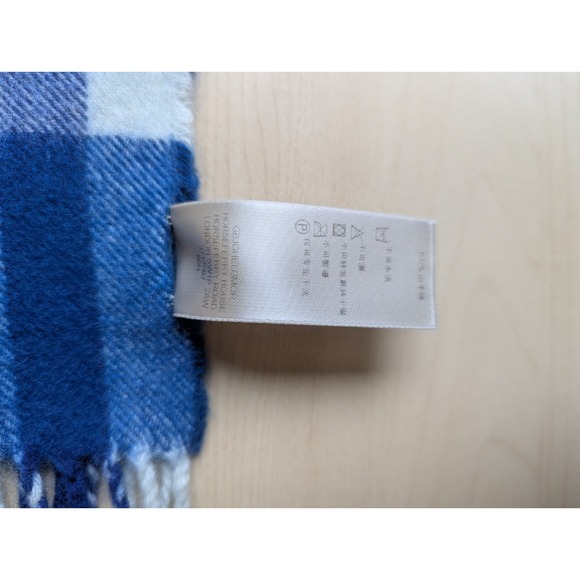 Burberry 100% Cashmere Made In Scotland Narrow Blue Tartan Plaid Scarf - Picture 4 of 16